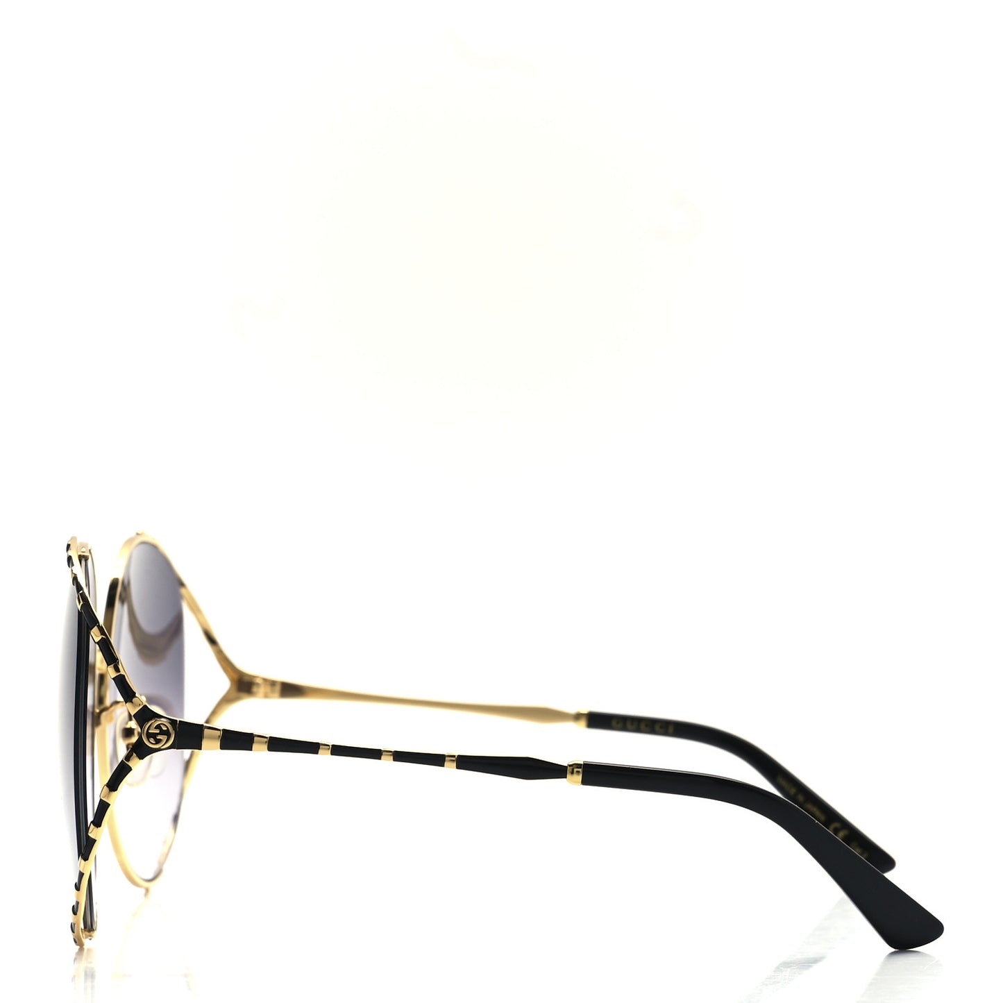 Metal Round Frame GG0595S Sunglasses Gold Black