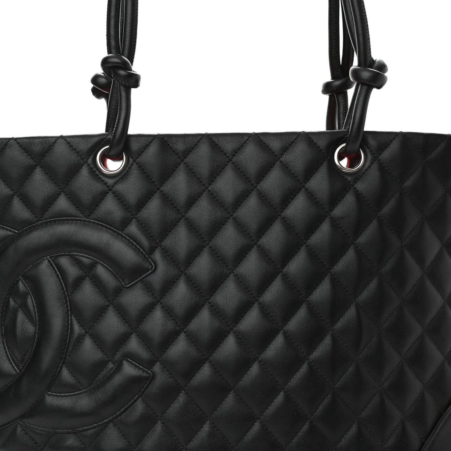 Calfskin Quilted Large Cambon Tote Black
