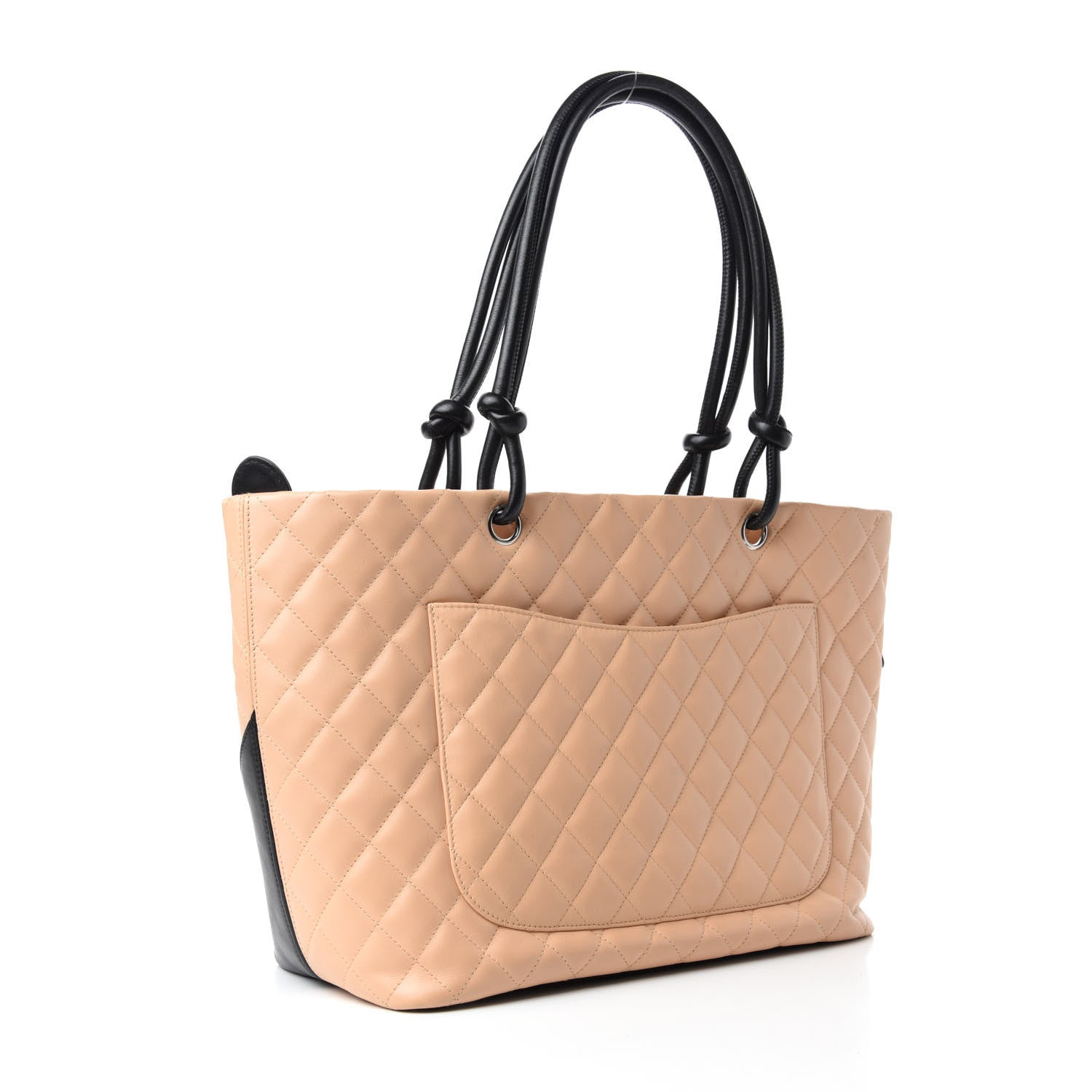 Chanel Calfskin Quilted Large Cambon Tote Beige Black 3 of 12
