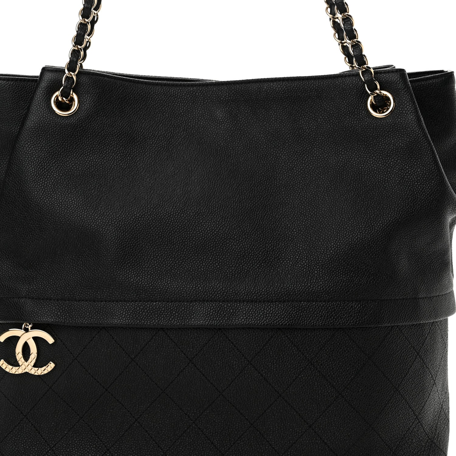 Chanel Crumpled Grained Calfskin Zip and Carry Shopping Tote Black 8 of 11