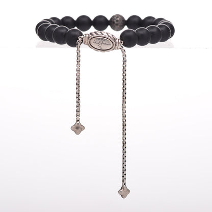 David Yurman Sterling Silver Black Diamond Onyx 8mm Spiritual Beads Bracelet 3 of 6