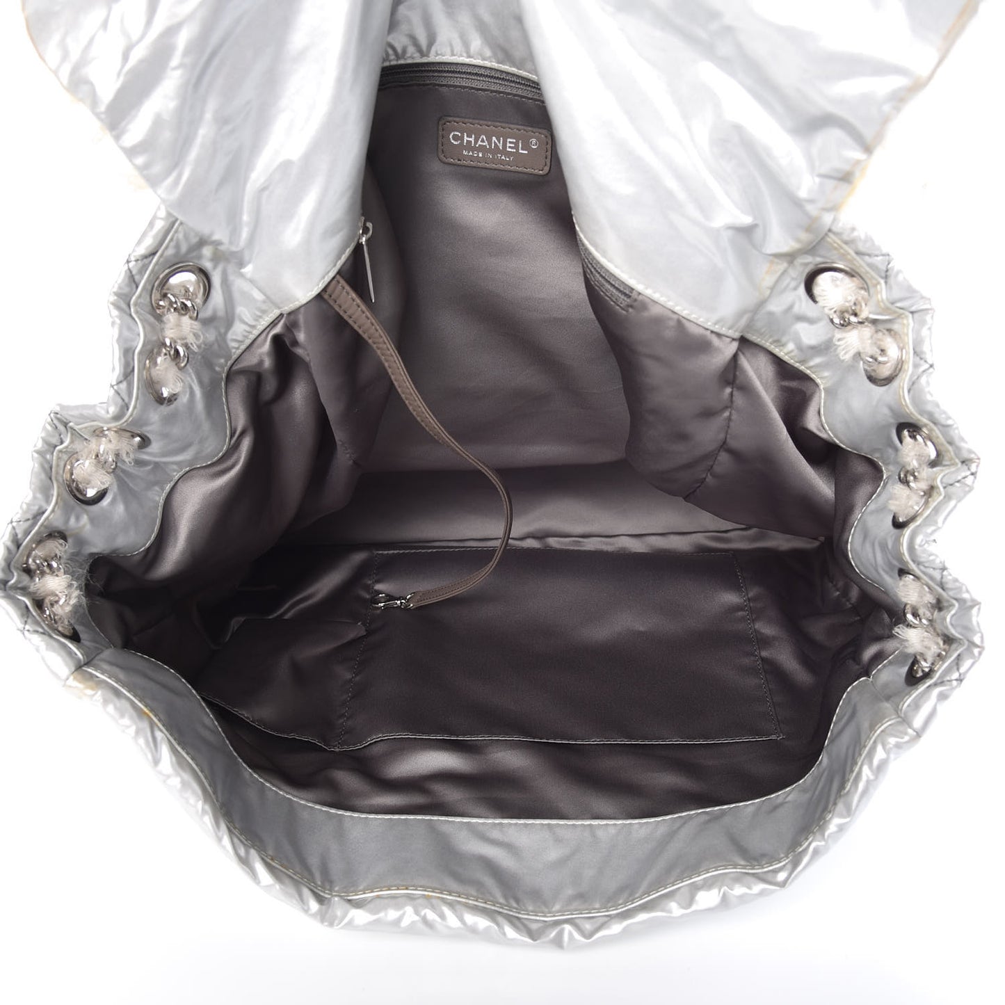 Vinyl Mohair Trimmed Accordion Arctic Polar Ice Flap Silver