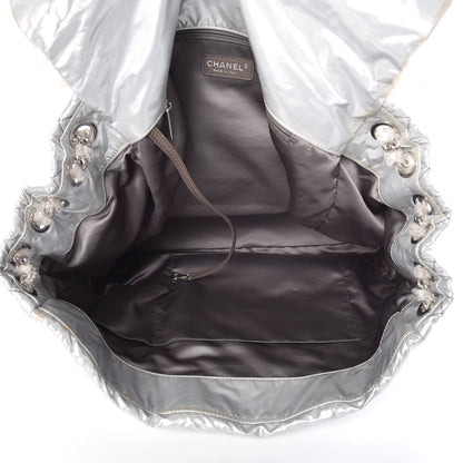 Chanel Vinyl Mohair Trimmed Accordion Arctic Polar Ice Flap Silver 5 of 13