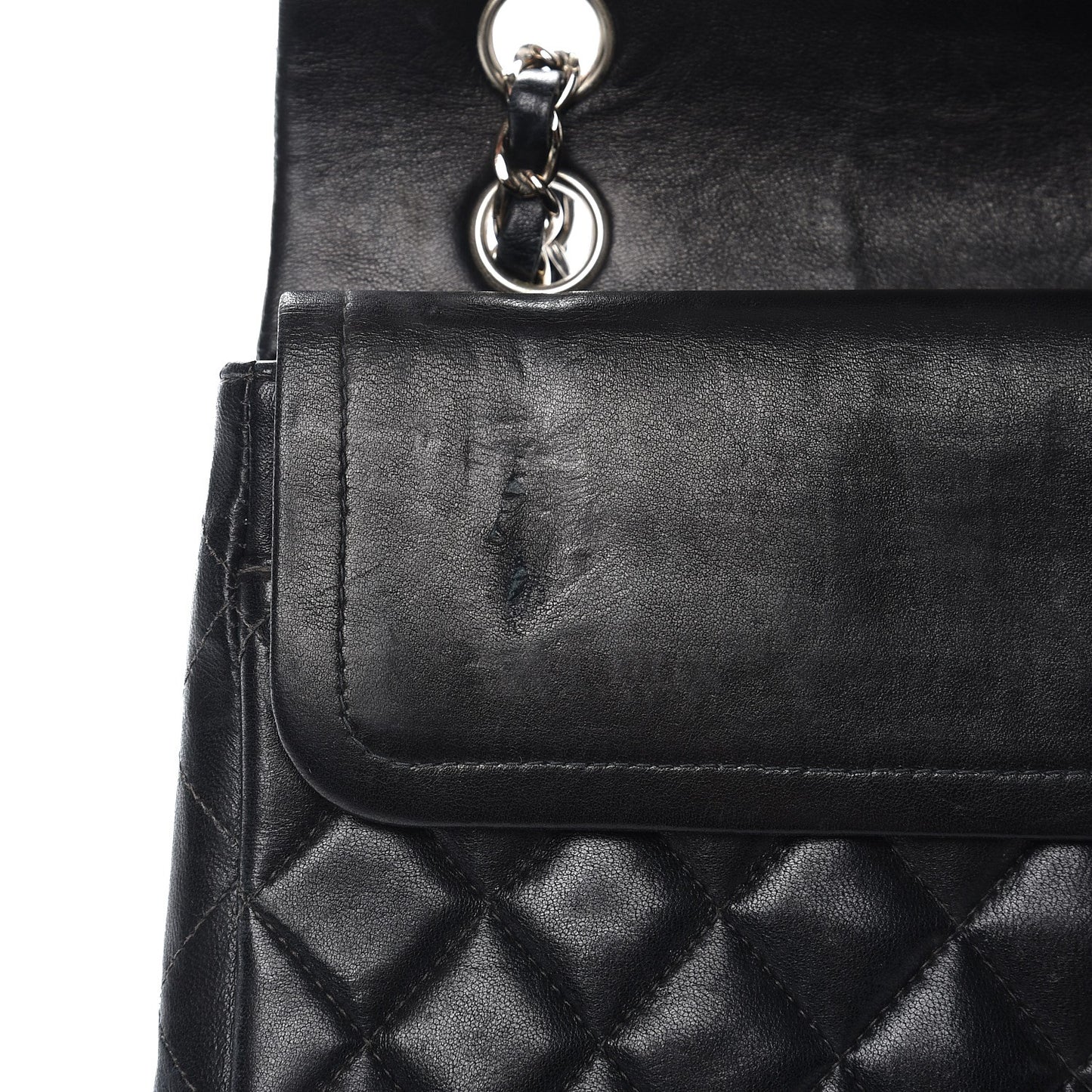 Lambskin Quilted Medium Double Flap Black