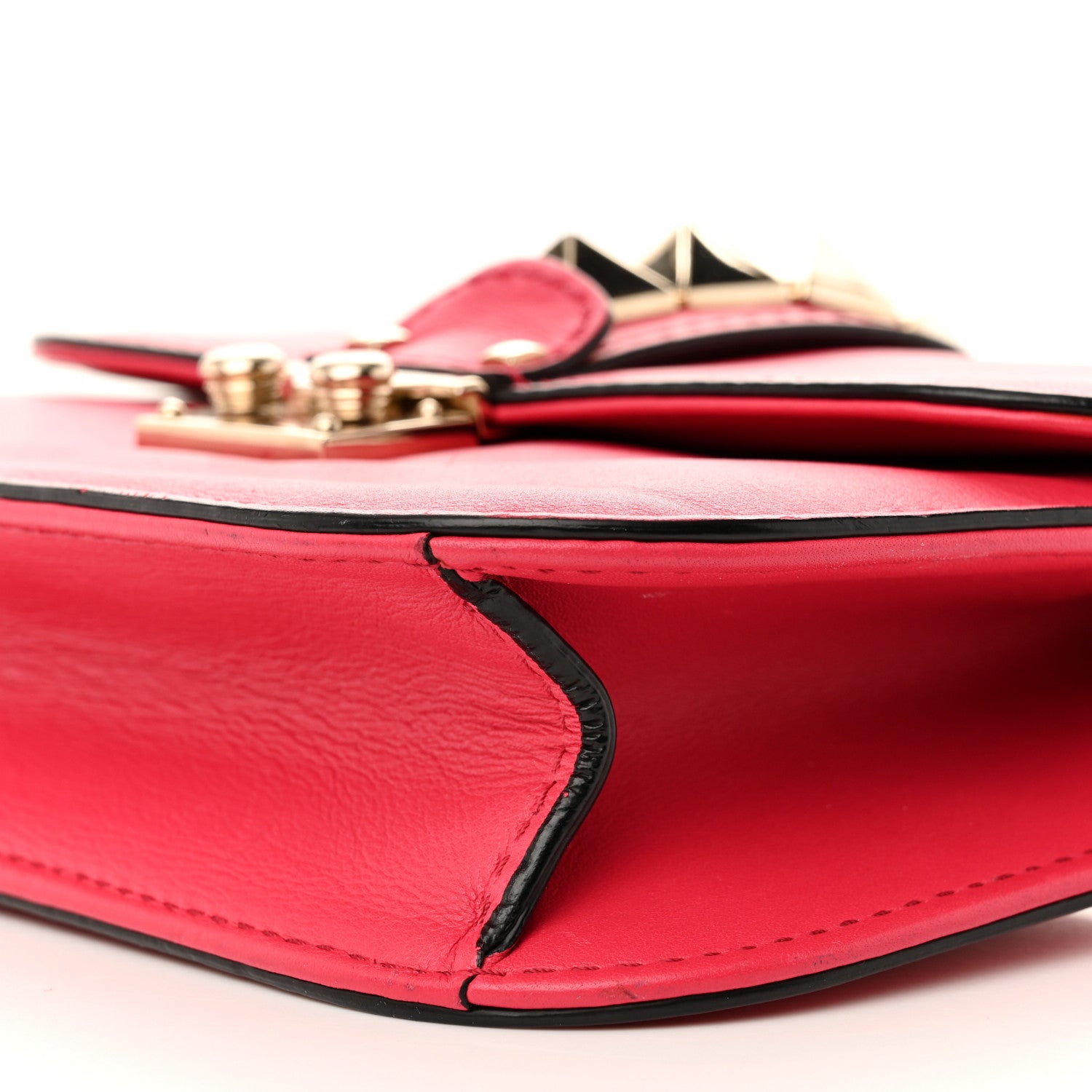 Valentino Garavani Vitello Small Glam Lock Rockstud Flap Deep Fuxia 9 of 11