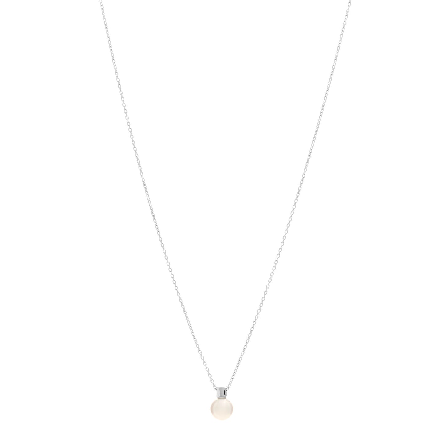 18K White Gold Akoya Pearl 7mm Pendant Necklace