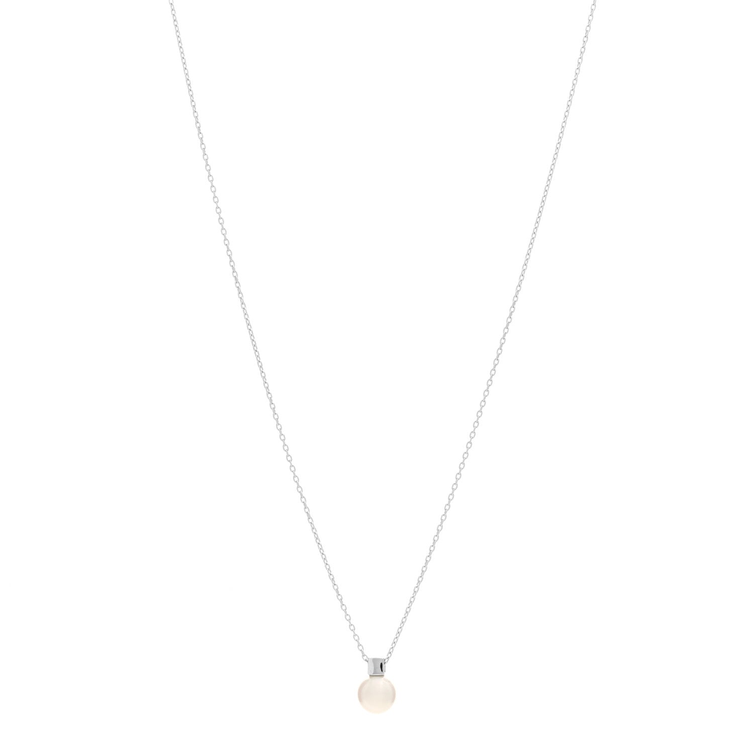 Mikimoto 18K White Gold Akoya Pearl 7mm Pendant Necklace 1 of 3