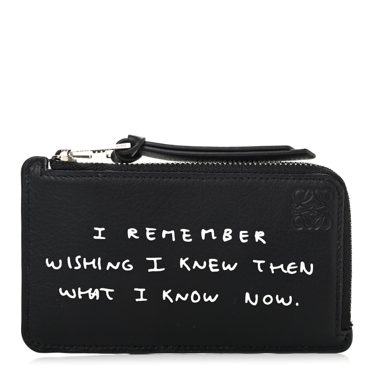 Loewe Calfskin Words Coin Card Holder Black 1 of 4