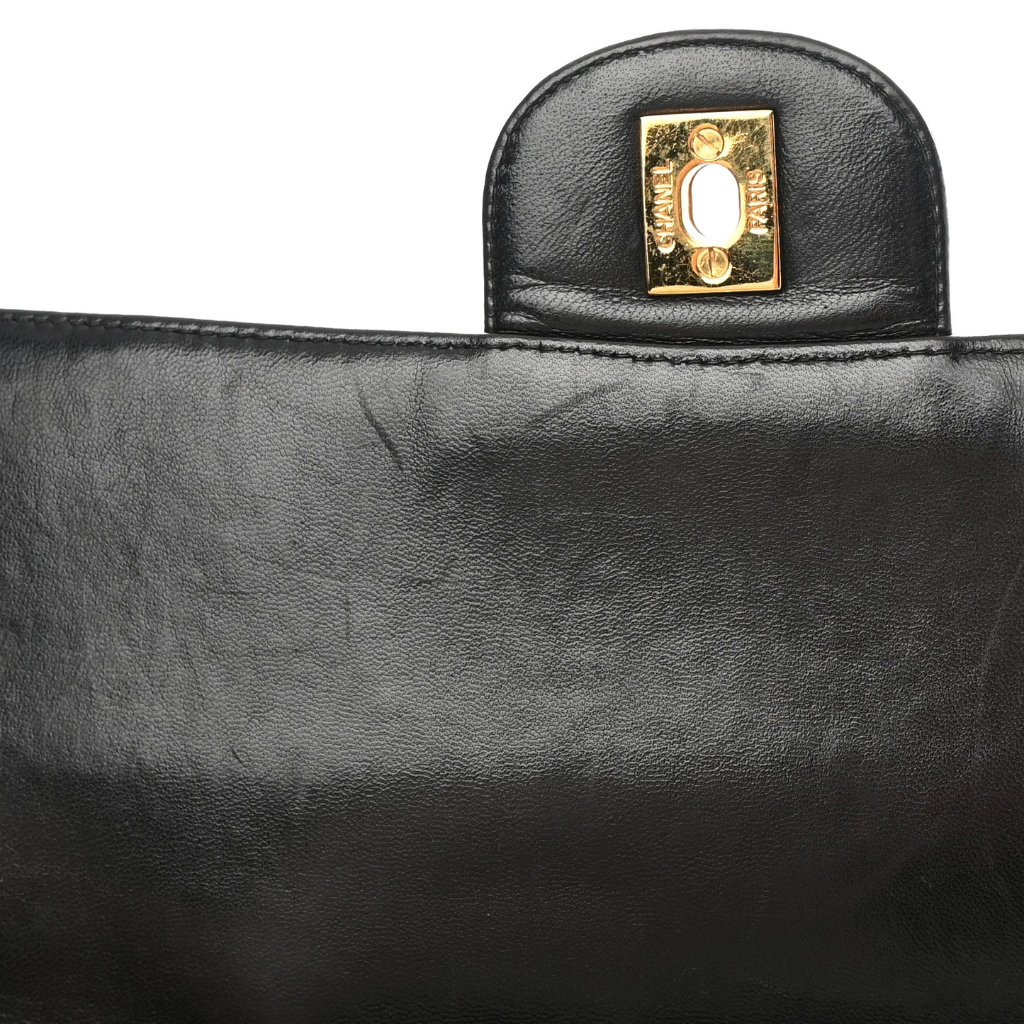 Lambskin Quilted Jumbo Single Flap Black