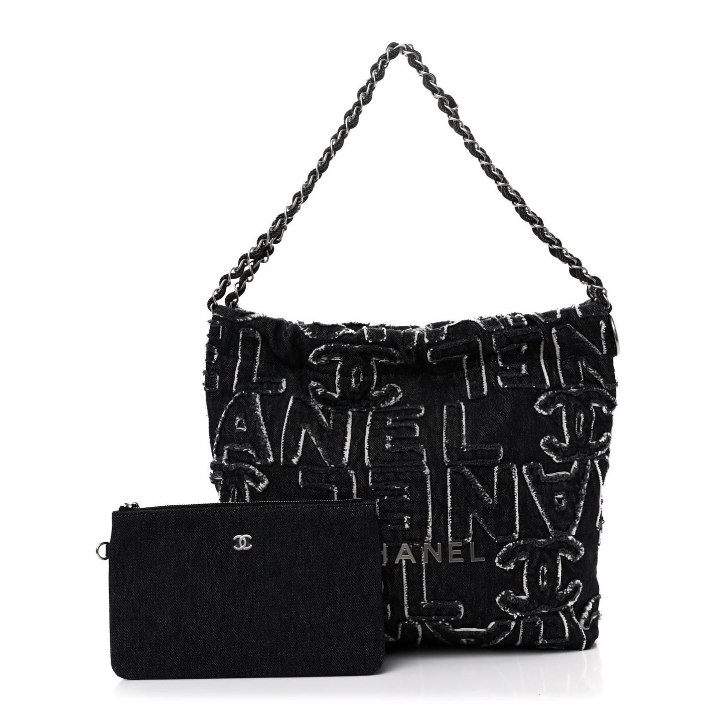 Denim Patchwork Quilted Chanel 22 Black
