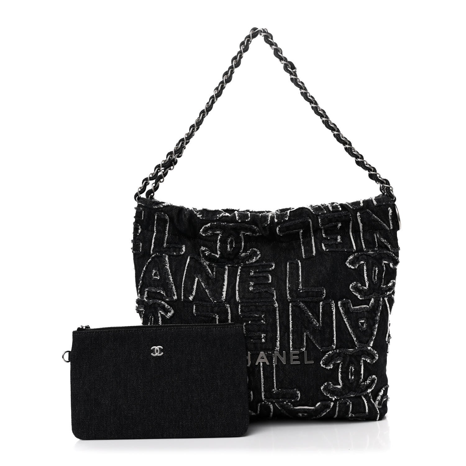 Chanel Denim Patchwork Quilted Chanel 22 Black 3 of 12
