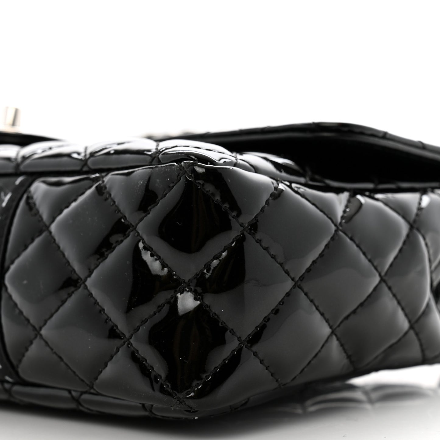 Patent Quilted Secret Label Medium Flap Black