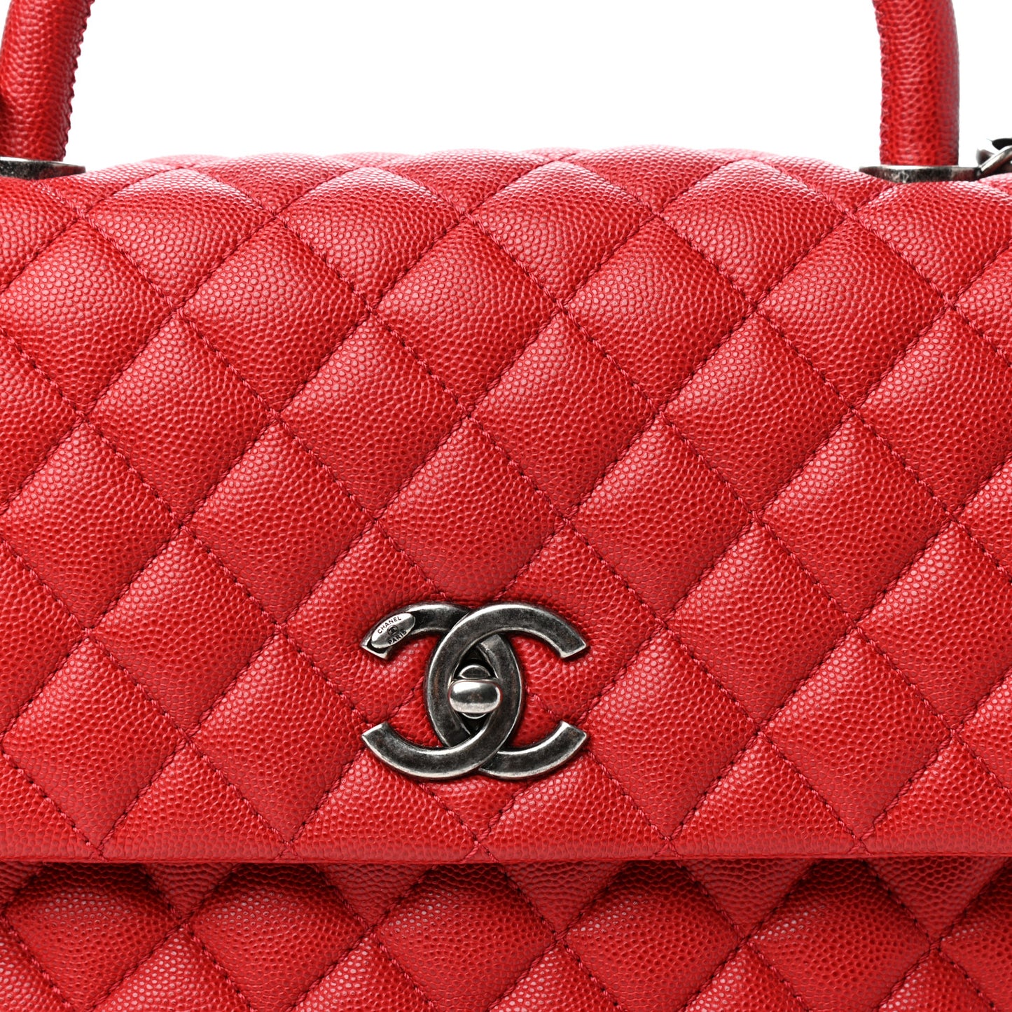 Caviar Quilted Medium Coco Handle Flap Red