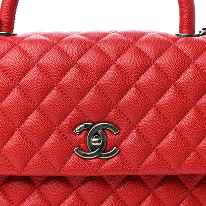 Chanel Caviar Quilted Medium Coco Handle Flap Red 10 of 10