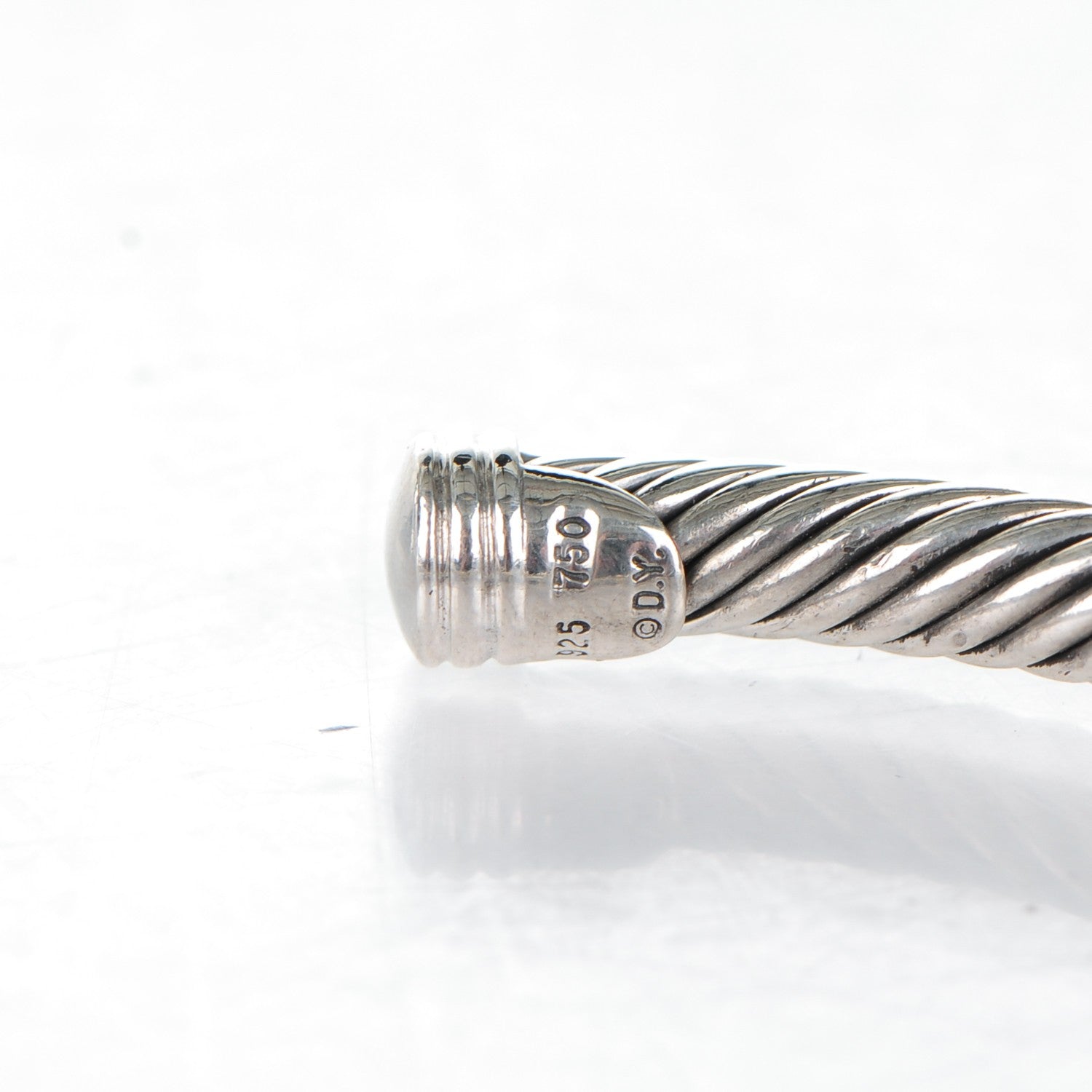David Yurman Sterling Silver 18K White Gold Diamond Pave 5mm X Cable Bracelet 4 of 4