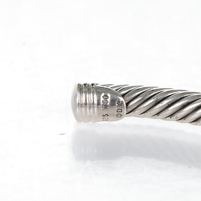 David Yurman Sterling Silver 18K White Gold Diamond Pave 5mm X Cable Bracelet 4 of 4