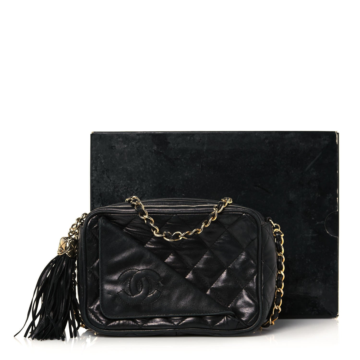 Chanel Lambskin Quilted Tassel Camera Case Black 18 of 18