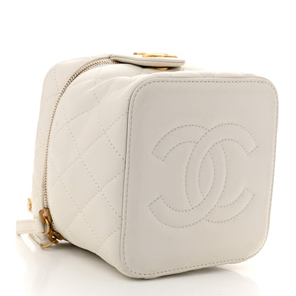 Chanel Calfskin Quilted Small Vanity Case With Chain White 5 of 12