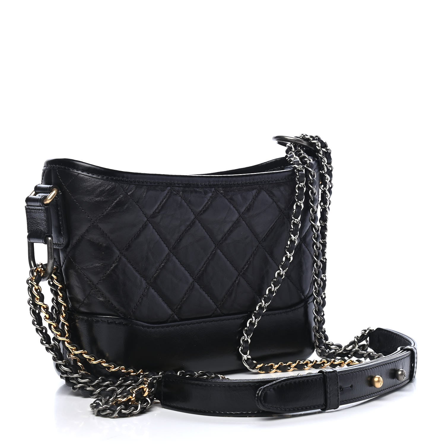 Chanel Aged Calfskin Quilted Small Gabrielle Hobo Black 3 of 9