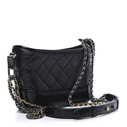 Chanel Aged Calfskin Quilted Small Gabrielle Hobo Black 3 of 9
