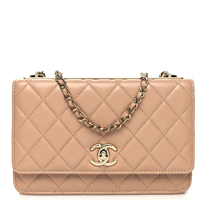 Chanel Lambskin Quilted Trendy CC Wallet On Chain WOC Beige 1 of 14