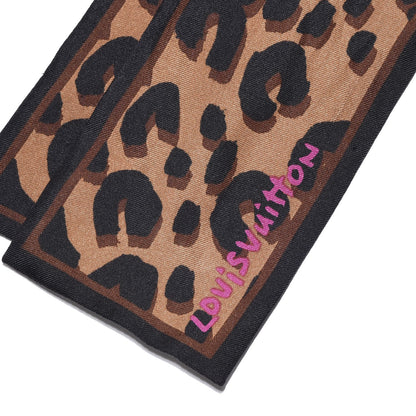 Louis Vuitton Silk Leopard Bandeau Scarf Marron 4 of 6