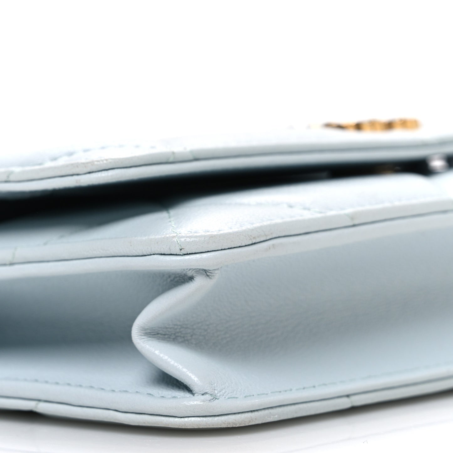 Lambskin Quilted Chanel 19 Wallet On Chain WOC Light Blue