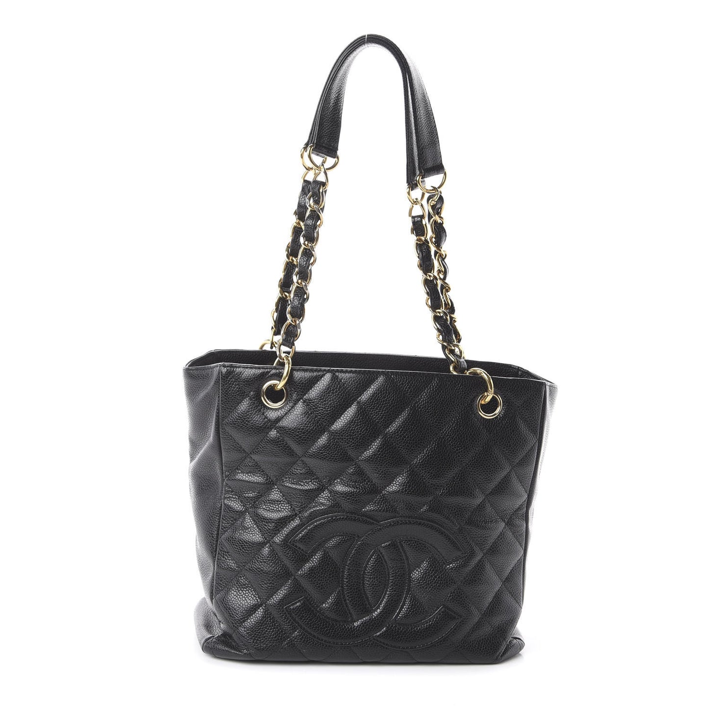 Caviar Quilted Petit Shopping Tote PST Black