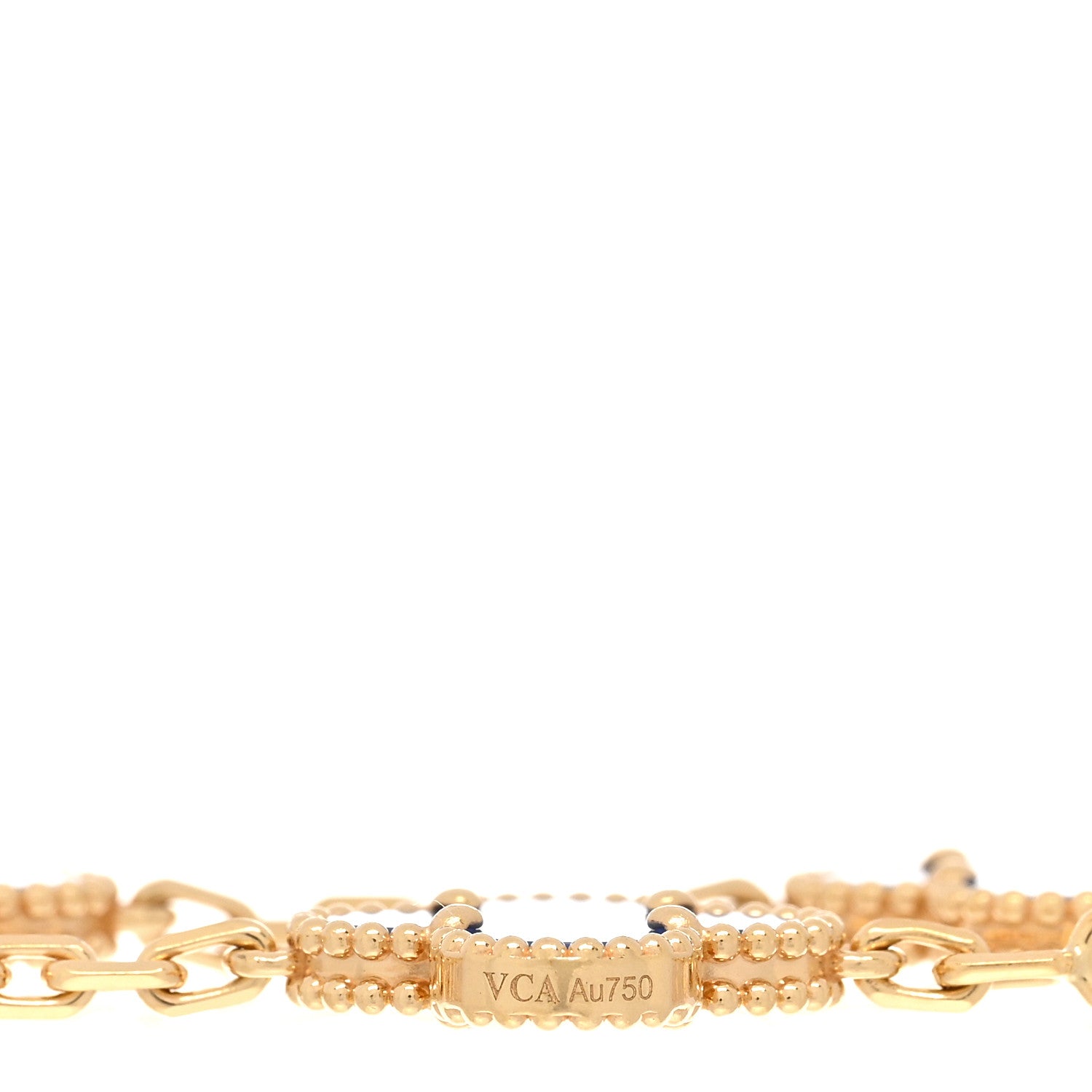 Van Cleef & Arpels 18K Yellow Gold Blue Agate 5 Motifs Vintage Alhambra Bracelet 3 of 3