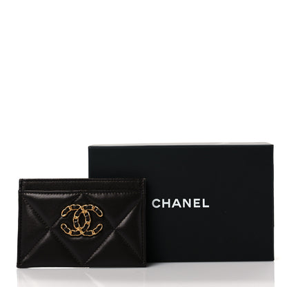 Chanel Lambskin Quilted Chanel 19 Card Holder Dark Brown 10 of 10