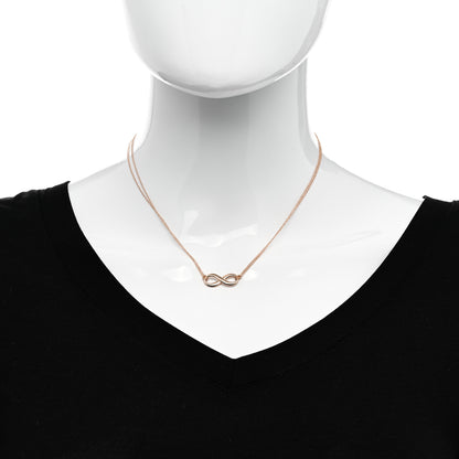 Tiffany 18K Rose Gold Infinity Double Chain Pendant Necklace 2 of 6