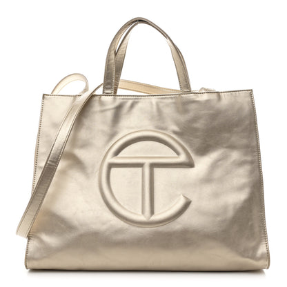 Telfar Metallic Vegan Leather Medium Shopping Bag Gold 1 of 10