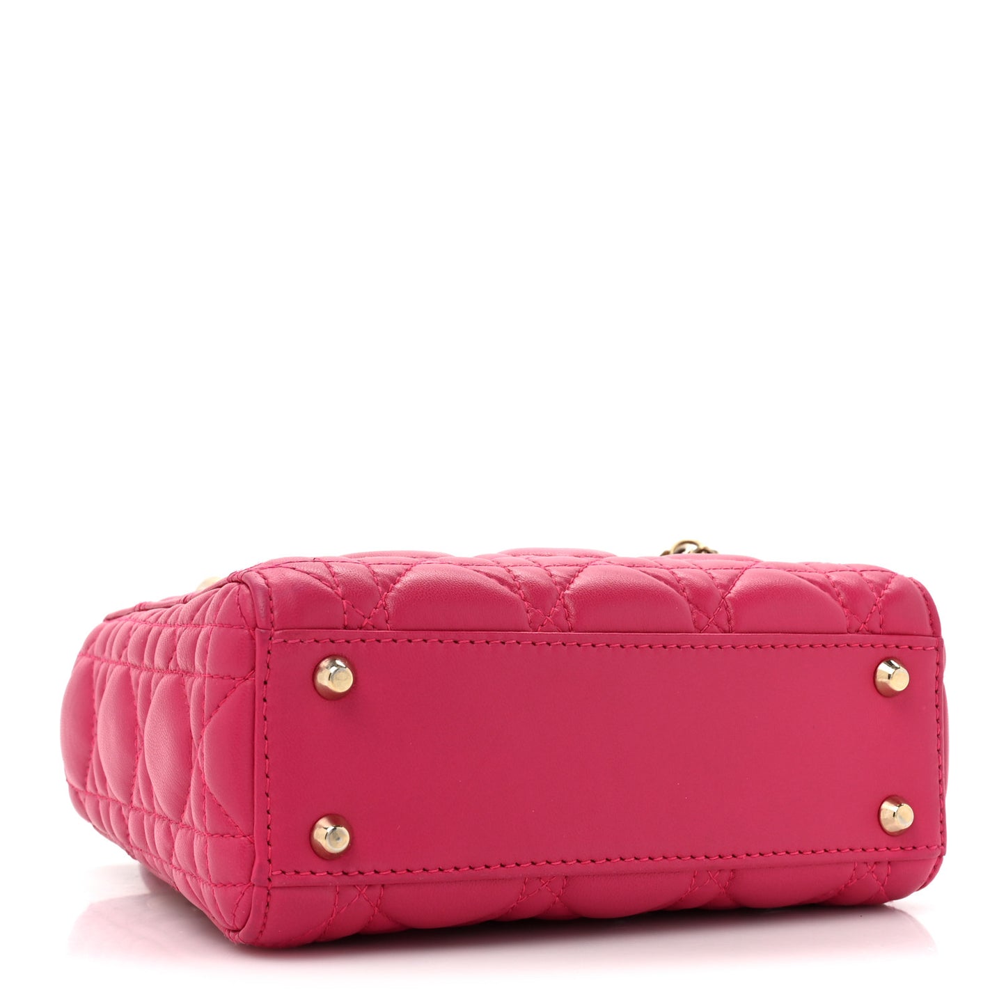 CHRISTIAN DIOR Lambskin Cannage Mini Lady Dior Fuchsia