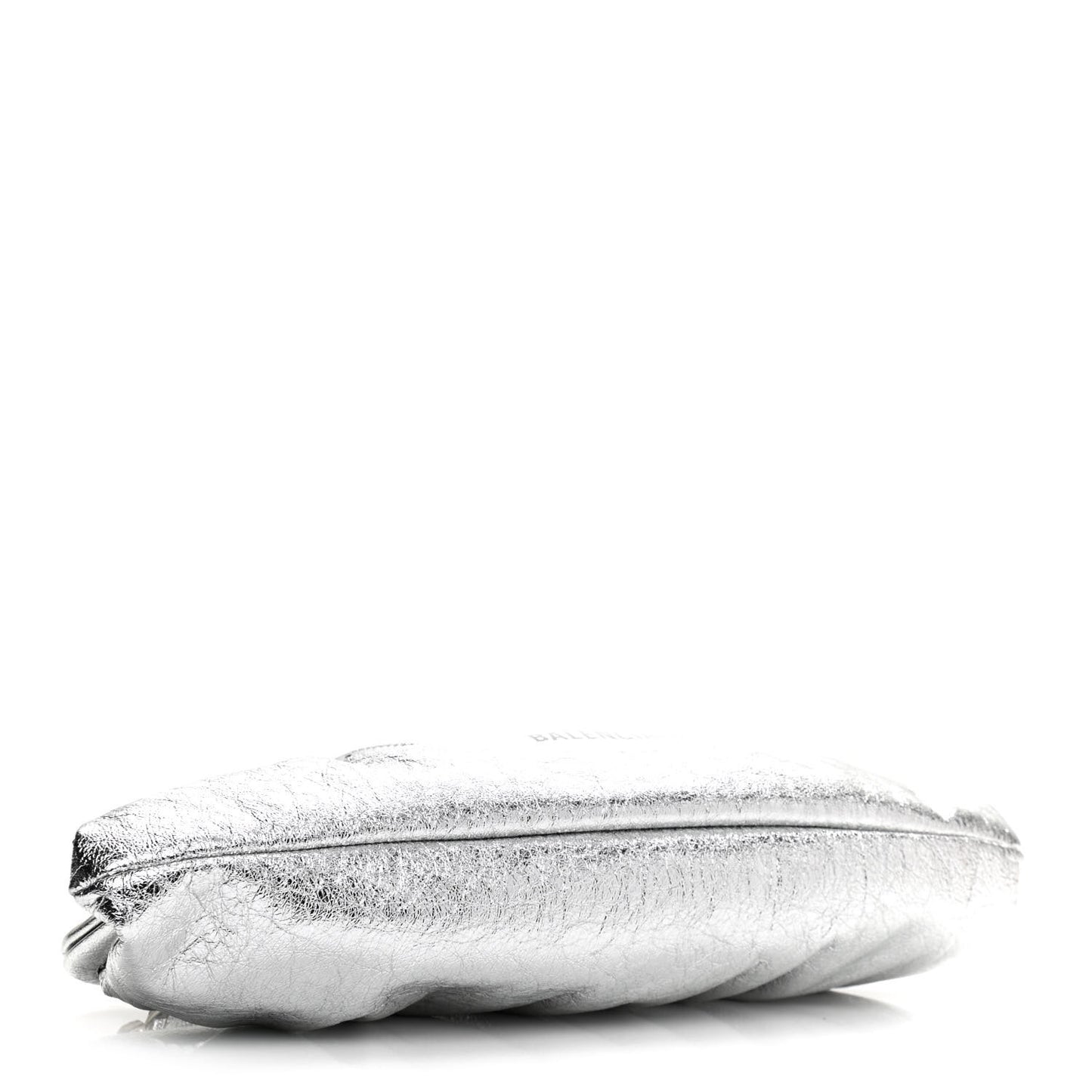 Metallic Textured Calfskin Logo XL Cloud Clutch Silver