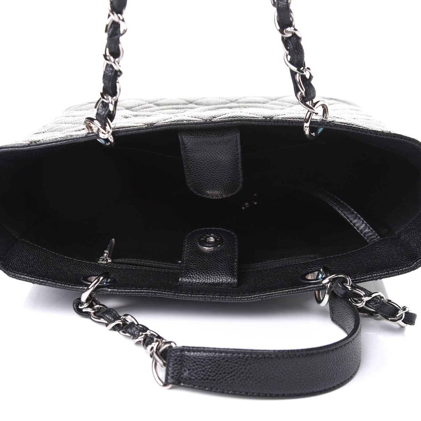Caviar Quilted Petit Shopping Tote PST Black