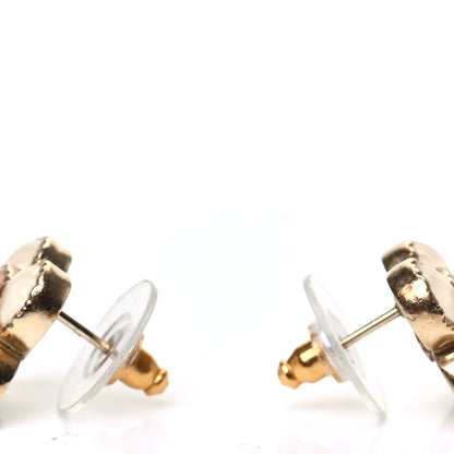 Chanel Enamel Flower CC Earrings Beige Pink 3 of 4