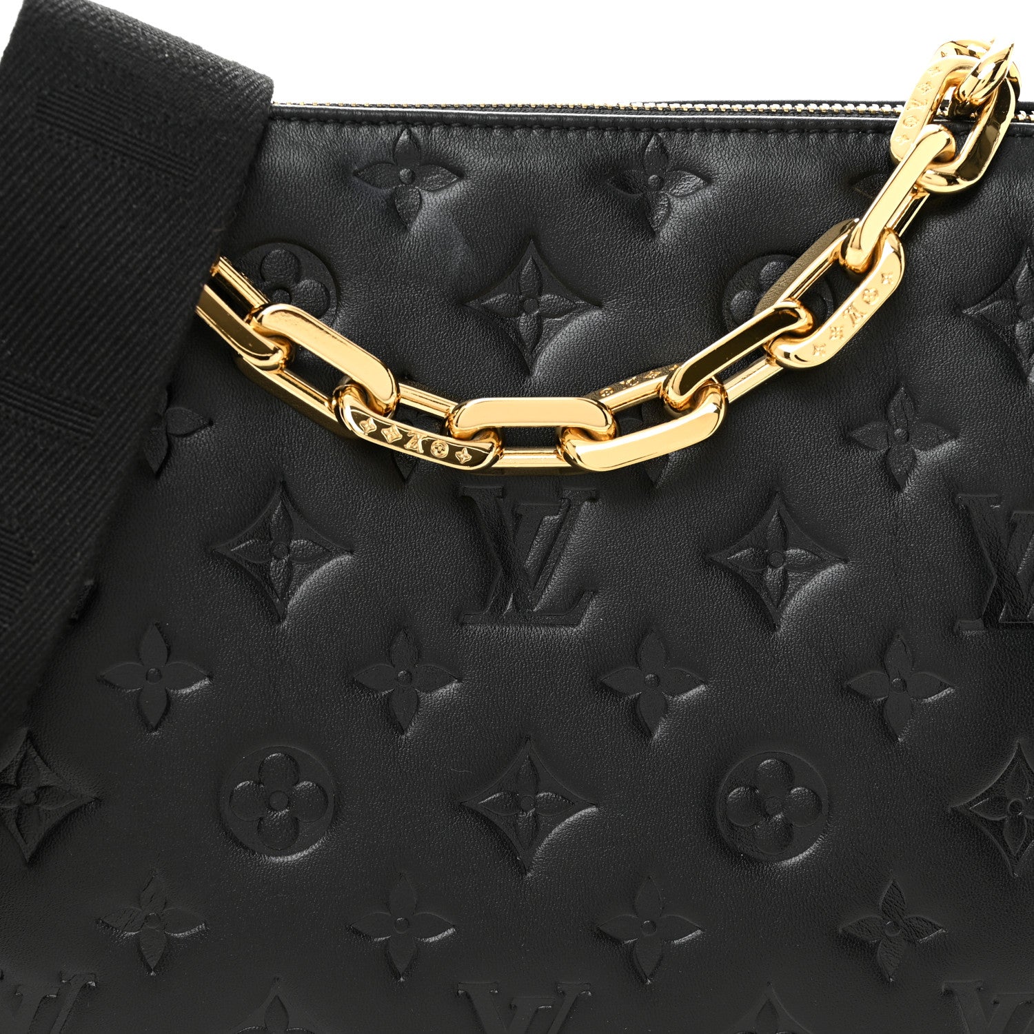 Louis Vuitton Lambskin Embossed Monogram Coussin PM Black 9 of 11
