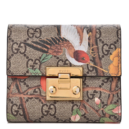 Gucci GG Supreme Monogram Tian Padlock Wallet Beige Multicolor Red 1 of 10