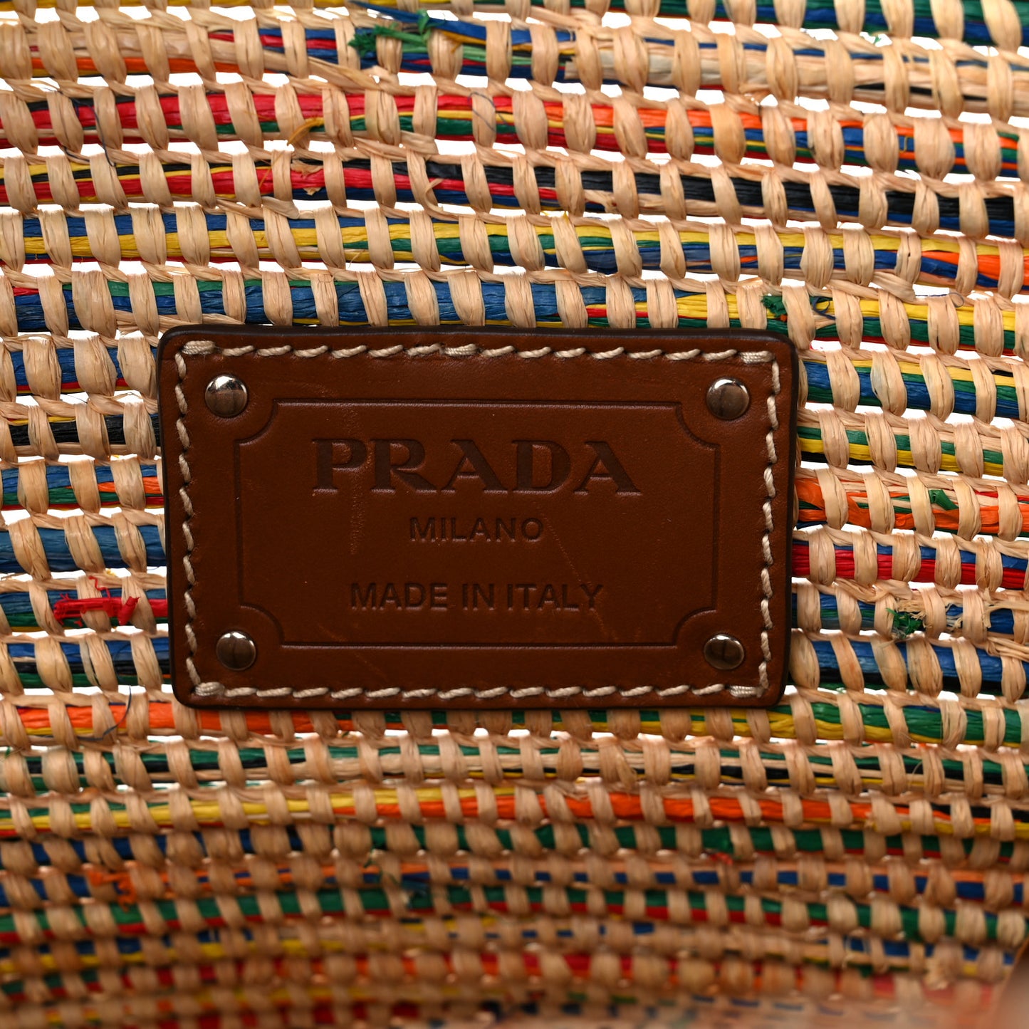 Paglia Vitello Woven Braided Basket Tote Multicolor Cognac