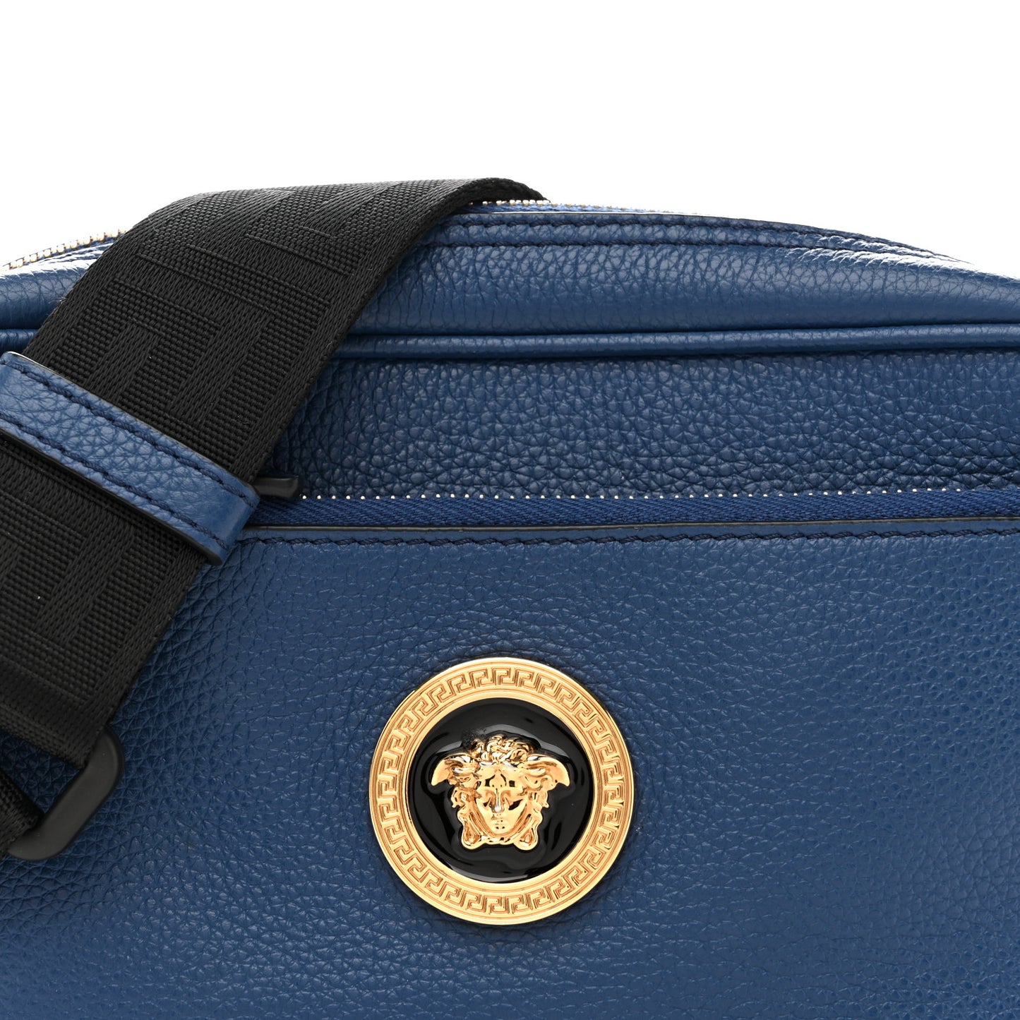 Grained Calfskin Medusa Crossbody Blue