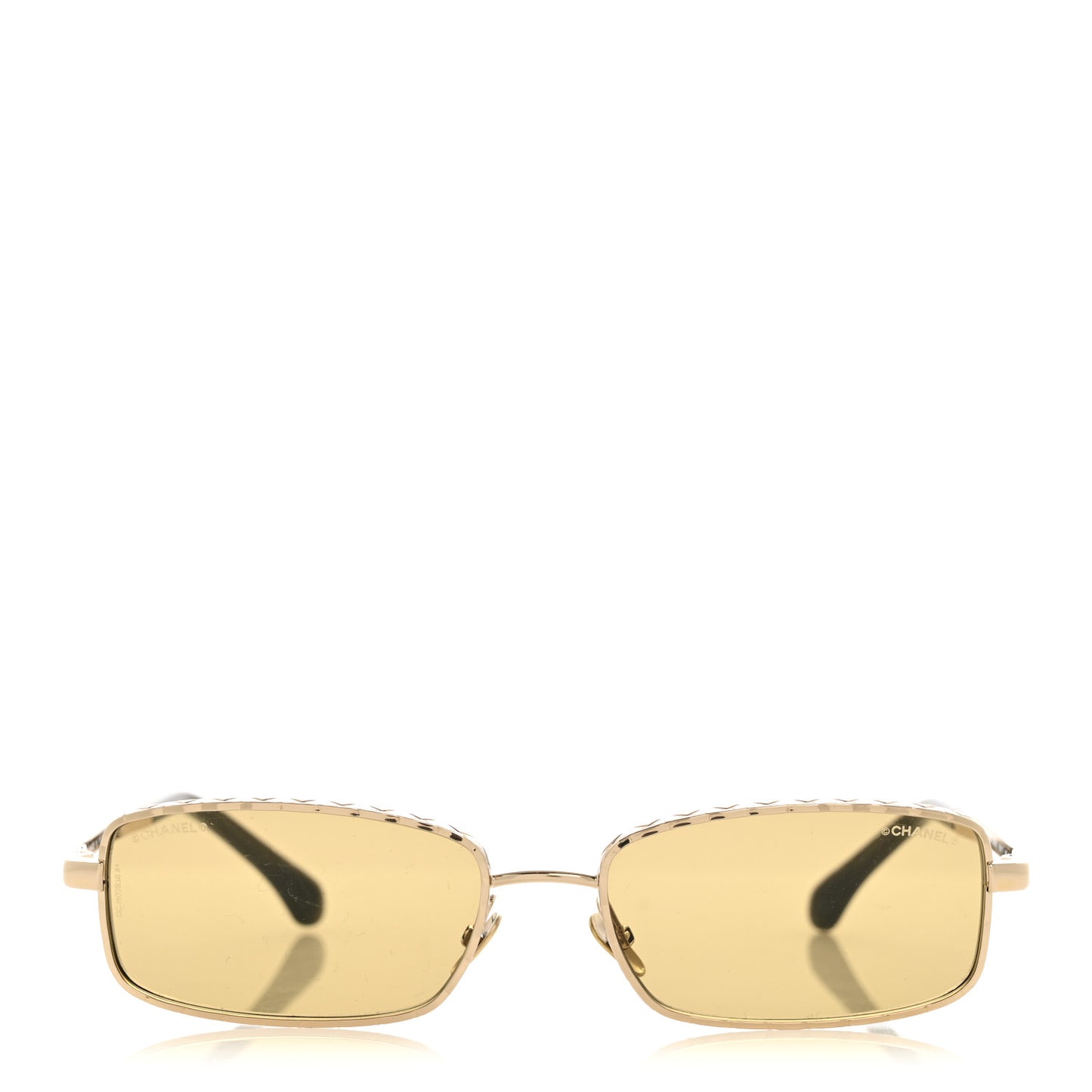 Metal Quilted Rectangle Sunglasses 4295 Green Gold
