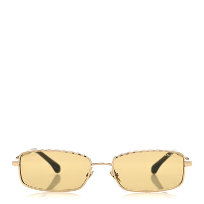 Chanel Metal Quilted Rectangle Sunglasses 4295 Green Gold 2 of 8
