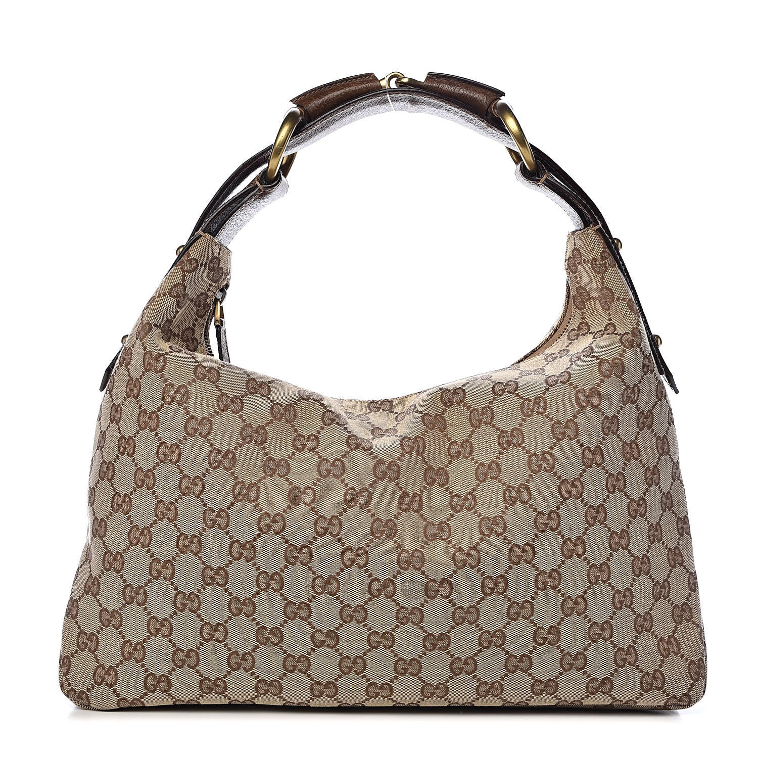 Gucci Monogram Medium Horsebit Chain Hobo Dark Brown 1 of 12