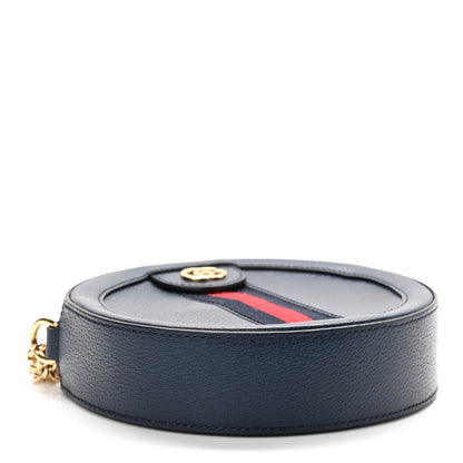 Gucci Soft Textured Calfskin Web Mini Ophidia Round Shoulder Bag Blue Agata 4 of 11
