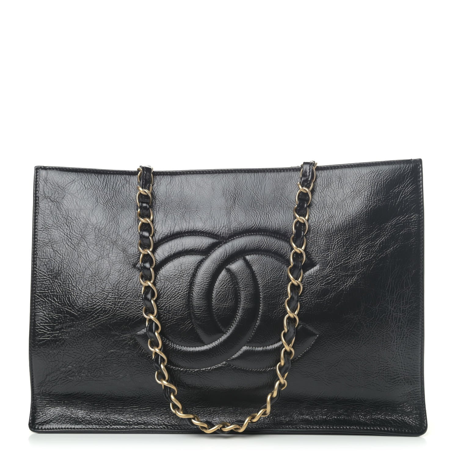 Chanel Glazed Aged Calfskin CC Tote Black 1 of 4