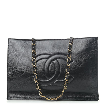 Chanel Glazed Aged Calfskin CC Tote Black 1 of 4