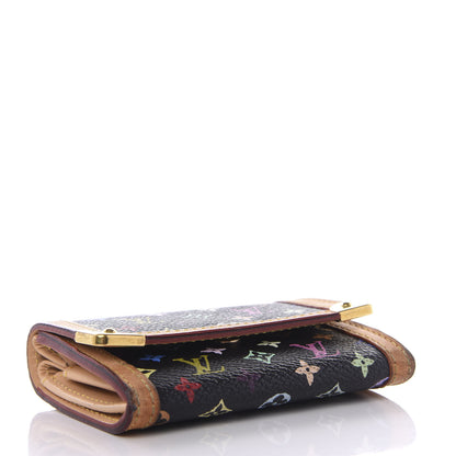Louis Vuitton Monogram Multicolor Porte-Monnaie Plat Coin Purse Black 3 of 7