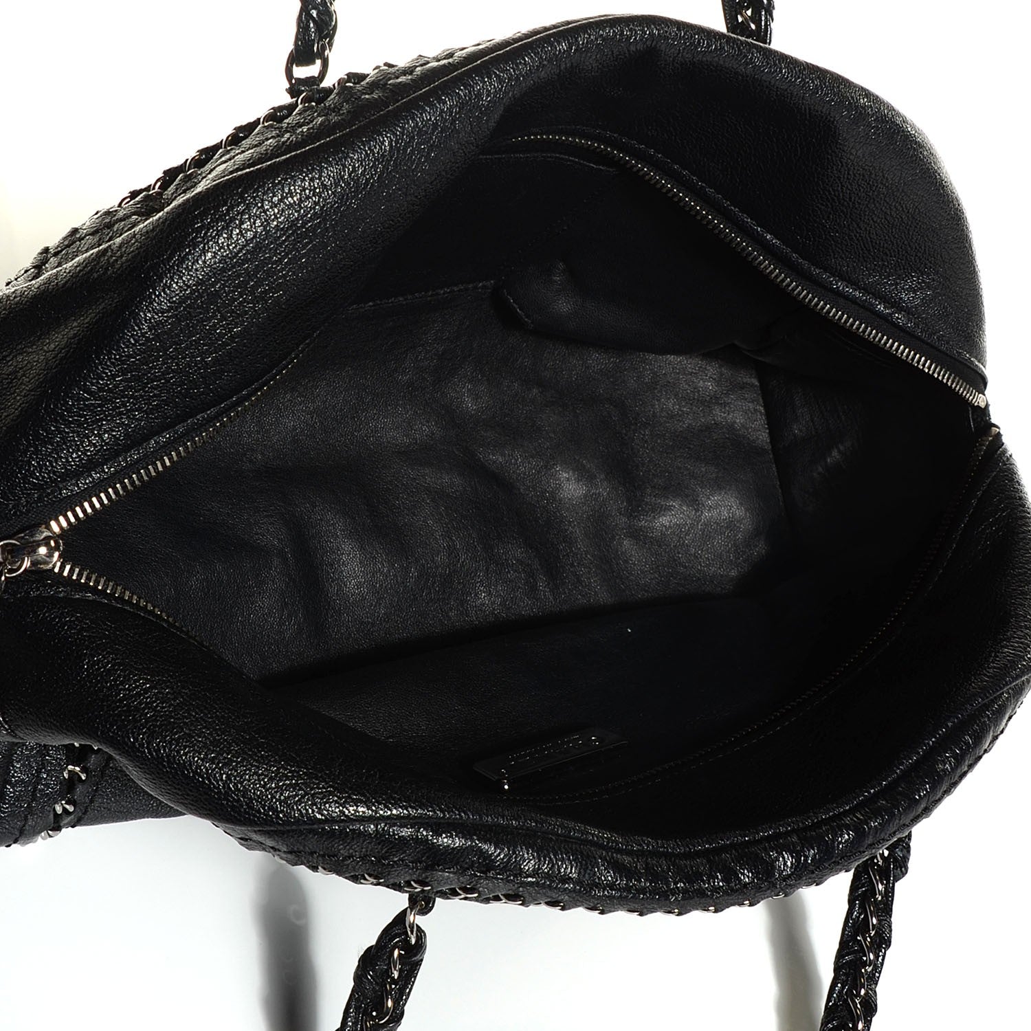 Chanel Metallic Deerskin Luxe Ligne Medium Bowler Black 5 of 7