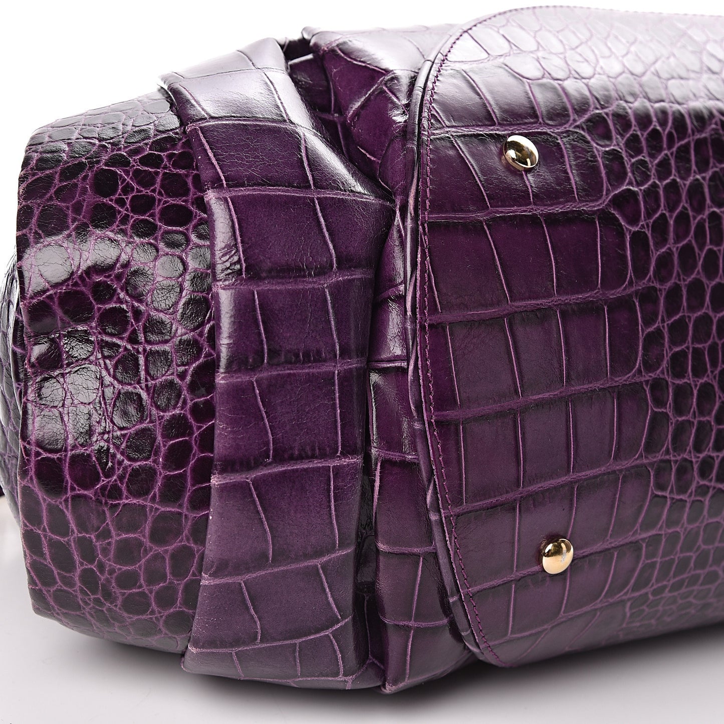 Calfskin Crocodile Embossed Bag Purple