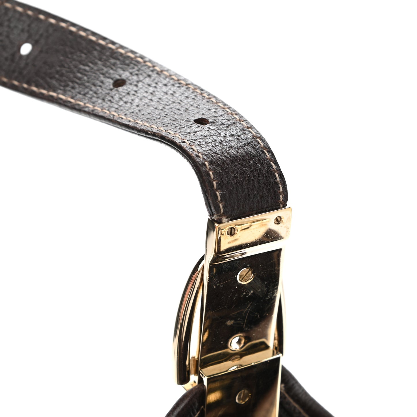 Canvas Horsebit Print Shoulder Bag Brown
